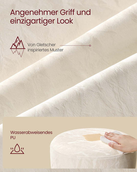 Rootz Height-Adjustable Makeup Stool - Vanity Chair - Swivel Stool - Comfortable Seating - 38cm x 44-60cm -  White