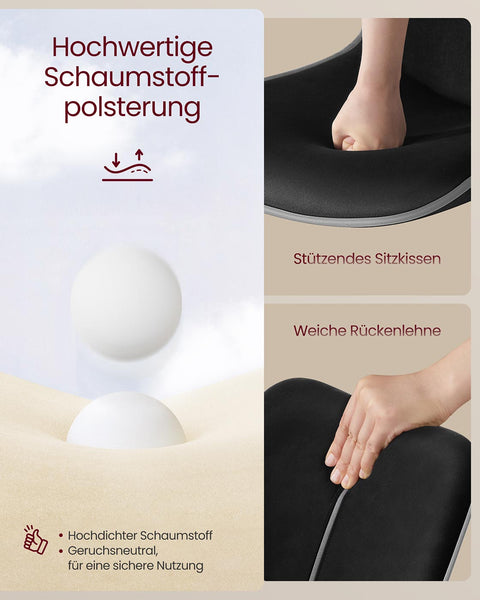 Rootz Black Bar Stools Set - Counter Stools - High Chairs - Velvet Comfort - 49.5cm x 45cm x (88.5–109.5)cm