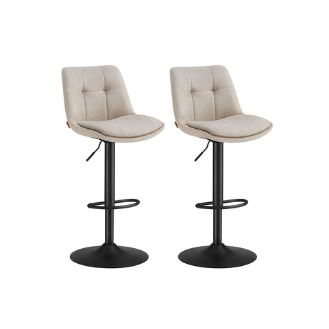 Rootz Height Adjustable Bar Chairs - Counter Stools - Plywood Seating - Ergonomic Comfort - 43x48.5x(93.5-114)cm - Cream White