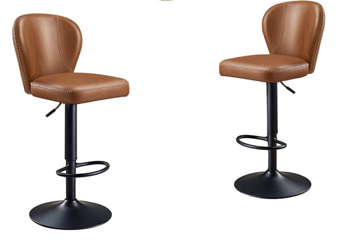 Rootz 2 Piece Set Bar Chair - Counter Stool - High Chair - PU Leather Comfort - 42 x 49 x 94-115cm