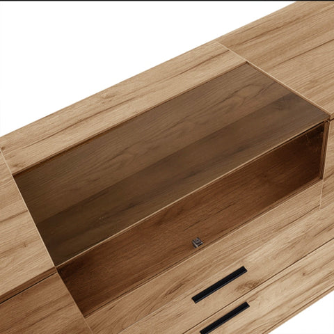 Rootz LED Glass Door Sideboard - Buffet - Cabinet - App Control LED Lights - 140L x 38W x 79.5H cm - Modern Design, Ample Storage