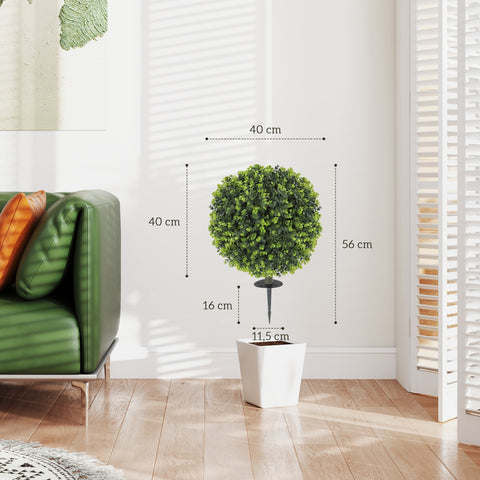 Rootz 2-Set Artificial Plants - Faux Boxwood Balls - Fake Eucalyptus - UV Resistant - Indoor Outdoor - Ø40cm x 56cm