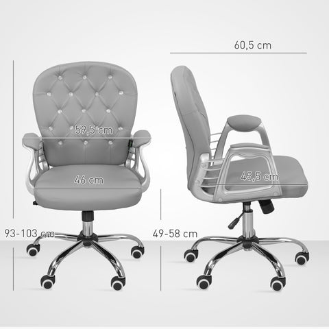 Rootz Ergonomic Office Chair - Desk Chair - Grey Seat - Padded Backrest for Comfort - 59.5cm x 60.103cm - Adjustable Height
