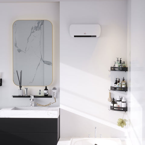 Rootz Wall Fan Heater - Ceramic PTC Heater - Space Heater - Energy Efficient Heating - 45cm x 18.6cm x 11.5cm - Remote Control Included