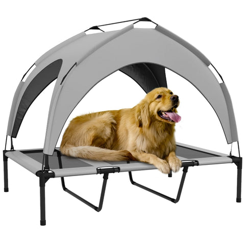 Rootz Dog Bed - Cooling Canopy Bed - Breathable Mesh - Water-Repellent Fabric - Oxford - Tear-Resistant - Steel Frame - 106cm x 76cm x 94cm