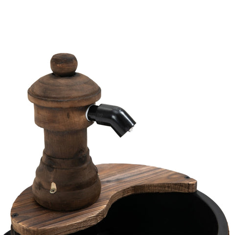 Rootz Garden Fountain - Decorative Barrel Fountain - Wooden Bucket Water Feature - Weather-Resistant - Adjustable Water Flow - Easy Assembly - Ø27 x 37 cm - Fir Wood + Metal