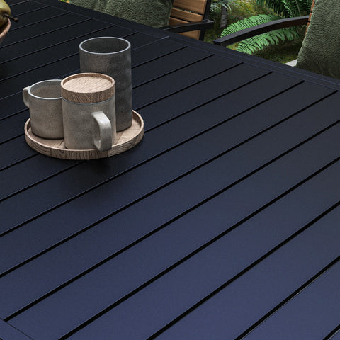 Rootz Extendable Aluminum Garden Table - Outdoor Dining Table - Patio Table - Seats 6-8 - 180/240l x 94b x 73h cm