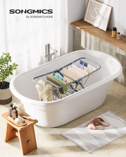 Rootz Dove Grijs Staal en PP Plastic Wasrek - Wasrek - Droogrek - Compact ontwerp - Lichtgewicht - Eenvoudige montage - 44 cm x 101 cm x 54 cm (D x B x H)