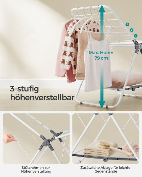 Rootz Clothes Airer - Drying Rack - Laundry Stand - Space-Saving Design - 44cm x 101cm x 54cm