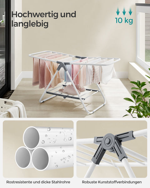 Rootz Clothes Airer - Drying Rack - Laundry Stand - Space-Saving Design - 44cm x 101cm x 54cm