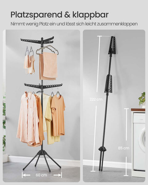 Rootz Clothes Drying Rack - Laundry Stand - Collapsible Hanger - Durable Plastic & Stainless Steel - 60cm x 60cm x 191cm