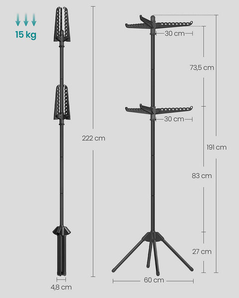 Rootz Clothes Drying Rack - Laundry Stand - Collapsible Hanger - Durable Plastic & Stainless Steel - 60cm x 60cm x 191cm