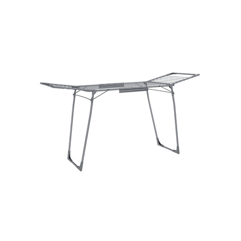 Rootz Grijs Stalen Camping Wasrek - Wasstandaard - Droogrek - Stalen frame - PP kunststof - Opvouwbaar ontwerp - Lichtgewicht - Eenvoudige montage - 56,5 cm x 173 cm x 96,5 cm