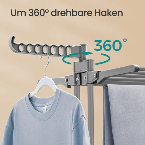 Rootz 4 Tier Drying Rack - Laundry Stand - Clothes Airer - Max 77lb Capacity - Foldable Wings - Steel - 63.5 x 128 x 173 cm