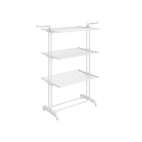 Rootz 4-Tier Drying Rack with Wheels - Clothes Drying Stand - Laundry Organizer - Steel & Plastic - 63.5cm x 128cm x 173cm