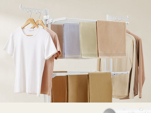 Rootz 4-Tier Drying Rack with Wheels - Clothes Drying Stand - Laundry Organizer - Steel & Plastic - 63.5cm x 128cm x 173cm