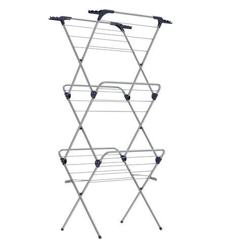 Rootz Portable Clothes Airer - Clothes Drying Rack - Space Saving Airer - Lightweight Design - 42cm x 62.5cm x 150cm
