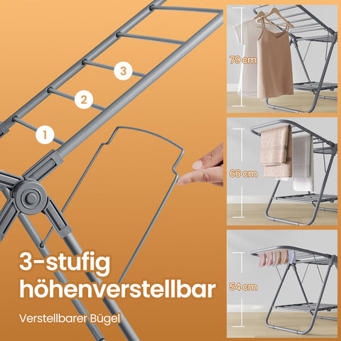 Rootz Stand Dryer - Launch Rack - Foldable Clothes Dryer - Maximizes Space - 44x101x54cm Unfolded