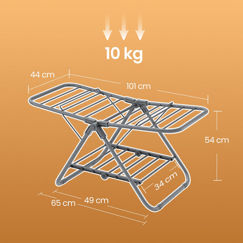 Rootz Stand Dryer - Launch Rack - Foldable Clothes Dryer - Maximizes Space - 44x101x54cm Unfolded