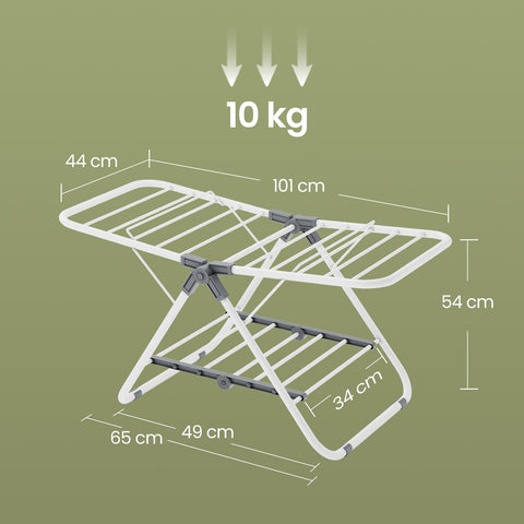 Rootz Stand Dryer - Laundry Rack - Clothes Airer - Foldable Design - Space-Saving - 44cm x 101cm x 54cm