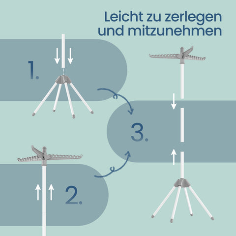 Rootz Laundry Stand Dryer - Law Stand - 3 Rotatable Arms - Space-Saving - 65 x 65 x 150 cm