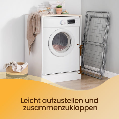 Rootz Wing Laundry Rack - Parking Dryer - Space-saving Clothes Airer - Foldable Design - Steel & PP - 56.5x173x96.5cm