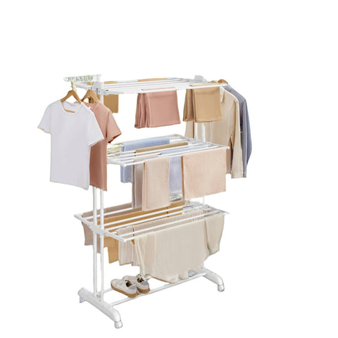 Rootz Laundry Rack - Stand Dryer - Wing Laundry Rack - 4 Levels - Space-Saving - 63.5cm x 128cm x 173cm