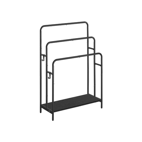 Rootz Towel Rack with 3 Bars - Bathroom Organizer - Towel Holder - Metal and Chipboard - 70cm x 30cm x 100cm - Ink Black-Ebony Black