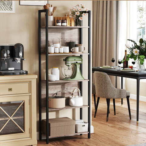 Rootz Bookshelf - Brown-black Bookcase - Wooden Chipboard Storage Unit - Steel Frame - Space-Saving Design - 62 x 24 x 165 cm