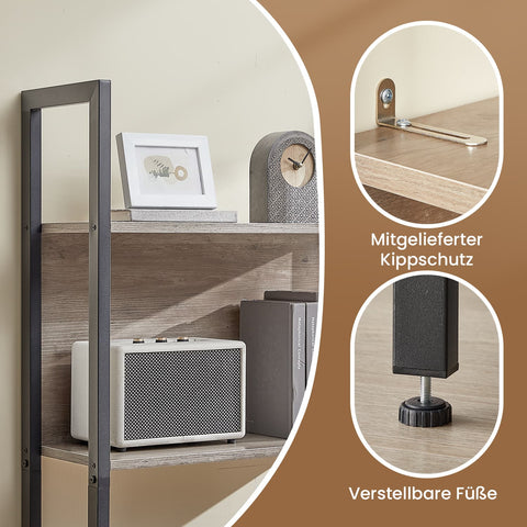 Rootz Bookshelf - Brown-black Bookcase - Wooden Chipboard Storage Unit - Steel Frame - Space-Saving Design - 62 x 24 x 165 cm