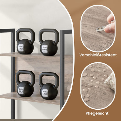 Rootz Bookshelf - Brown-black Bookcase - Wooden Chipboard Storage Unit - Steel Frame - Space-Saving Design - 62 x 24 x 165 cm