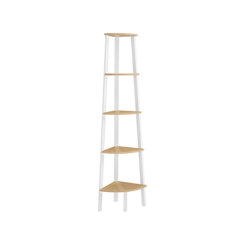 Rootz 5 Level Bookcase - Industrial Bookshelf - Corner Shelf - Space Saver - 37.2cm x 37.2cm x 159cm