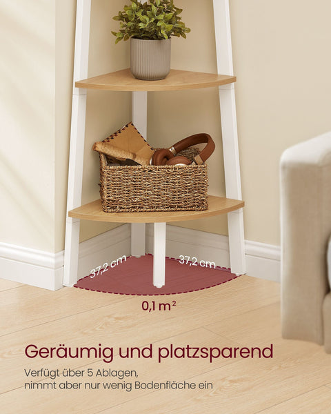 Rootz 5 Level Bookcase - Industrial Bookshelf - Corner Shelf - Space Saver - 37.2cm x 37.2cm x 159cm