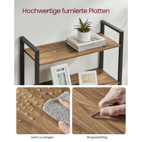 Rootz 6 Tier Bookshelf - Dark Walnut-Black - Chipboard Steel - Storage Organizer - Sturdy Construction - Easy Assembly - 30cm x 80cm x 186cm