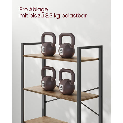 Rootz 6 Tier Bookshelf - Dark Walnut-Black - Chipboard Steel - Storage Organizer - Sturdy Construction - Easy Assembly - 30cm x 80cm x 186cm