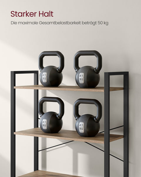 Rootz 6 Tier Bookshelf - Storage Rack - Chipboard Steel - Large Capacity - Easy Assembly - Camel Brown Ink Black - 30cm x 80cm x 186cm