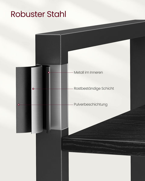 Rootz 6 Tier Bookshelf - Ebony Black-Ink Black - Chipboard Steel - Spacious Storage - Sturdy Construction - Easy Assembly - 30cm x 80cm x 186cm