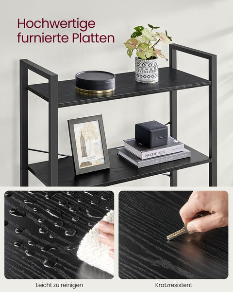 Rootz 6 Tier Bookshelf - Ebony Black-Ink Black - Chipboard Steel - Spacious Storage - Sturdy Construction - Easy Assembly - 30cm x 80cm x 186cm