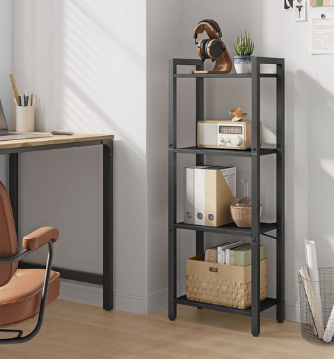 Rootz 4 Tier Bookcase - Open Shelving Unit - Wooden Bookshelf - Storage Organizer - 120cm x 30cm x 90cm