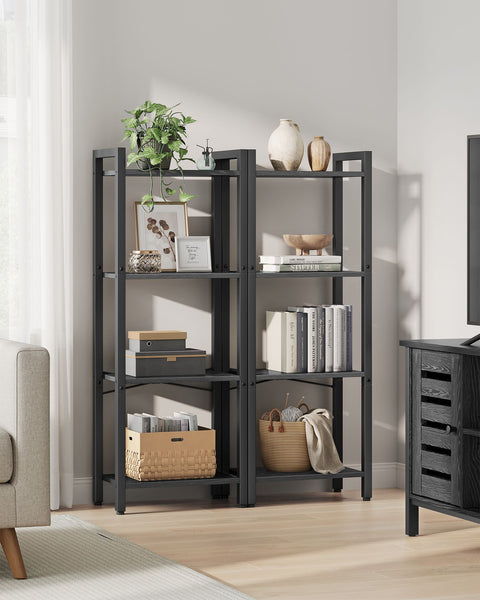 Rootz 4 Tier Bookcase - Open Shelving Unit - Wooden Bookshelf - Storage Organizer - 120cm x 30cm x 90cm