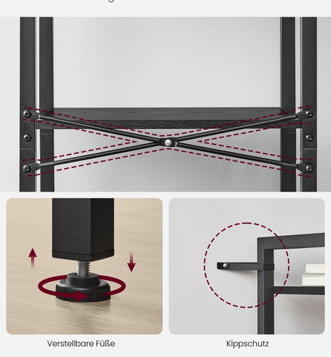 Rootz 4 Tier Bookcase - Open Shelving Unit - Wooden Bookshelf - Storage Organizer - 120cm x 30cm x 90cm
