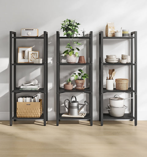 Rootz 4 Tier Bookcase - Open Shelving Unit - Wooden Bookshelf - Storage Organizer - 120cm x 30cm x 90cm