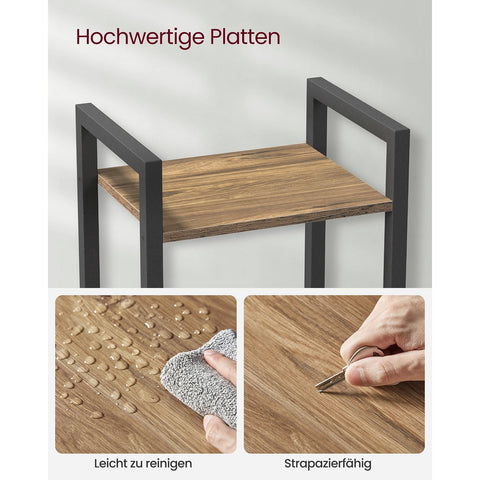 Rootz Bookshelf Dark Walnut Black - Tall Bookcase - Library Shelf - Chipboard Steel - 30cm x 40cm x 187.5cm - Static Load 50kg