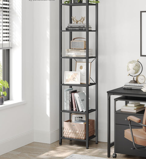 Rootz Bookcase with 6 Shelves - Display Cabinet - Storage Rack - Easy Assembly - 90cm x 30cm x 180cm