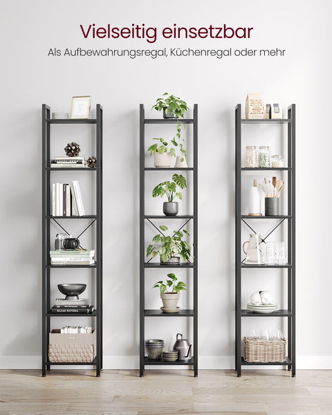 Rootz Bookcase with 6 Shelves - Display Cabinet - Storage Rack - Easy Assembly - 90cm x 30cm x 180cm