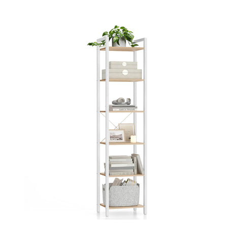 Rootz 6 Level Shelf - Bookcase - Storage Unit - Brown, White - 30cm x 40cm x 187.5cm