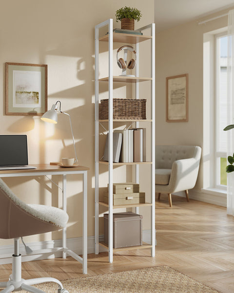 Rootz 6 Level Shelf - Bookcase - Storage Unit - Brown, White - 30cm x 40cm x 187.5cm