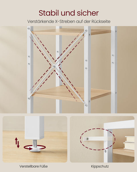 Rootz 6 Level Shelf - Bookcase - Storage Unit - Brown, White - 30cm x 40cm x 187.5cm