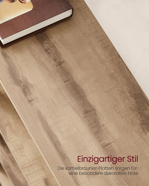 Rootz Bookshelf - Storage Rack - Chipboard Steel - Large Capacity - Easy Assembly - Camel Brown Ink Black - 24cm x 158cm x 166cm