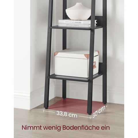 Rootz Black Wood Look Book Shelf - Chipboard Steel - Tall Bookcase - Sturdy Storage - Modern Design - 30cm x 33.8cm x 170cm